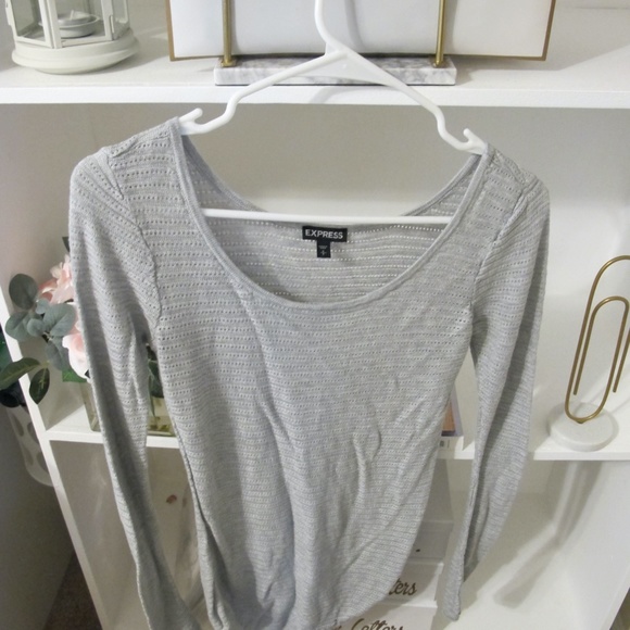 Women's Express Long Sleeve Grey date night chic shirt Top Size Small Grey GUC - Picture 5 of 6